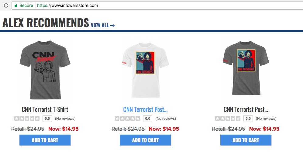 FrankLuntz's tweet photo. .@InfoWars is so disgusted by @KathyGriffin’s Trump beheading photo that they’re selling 3 different t-shirts of it. https://t.co/UOaBBg9DbU