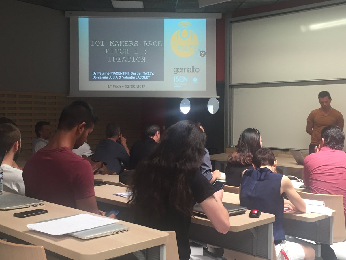 isenmed's tweet photo. [#SmartEnergy] #IoTRace aujourd'hui 1ers pitchs d'idées des Makers : #greencoin #ENR #securité #smartharbor avec @GemaltoFrance et @IBM https://t.co/qG67WMbfQ6