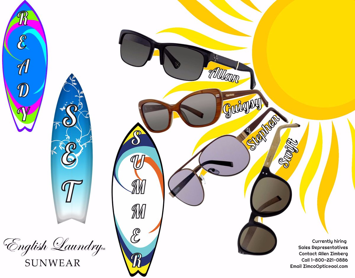 ZimcoOptics's tweet photo. Ready...Set....SUMMER!!!! Stay safe &amp; in style w/ our English Laundry collection! 😎#readyforsummer @OptometryWeb @feaind https://t.co/qUJx5i0wkW