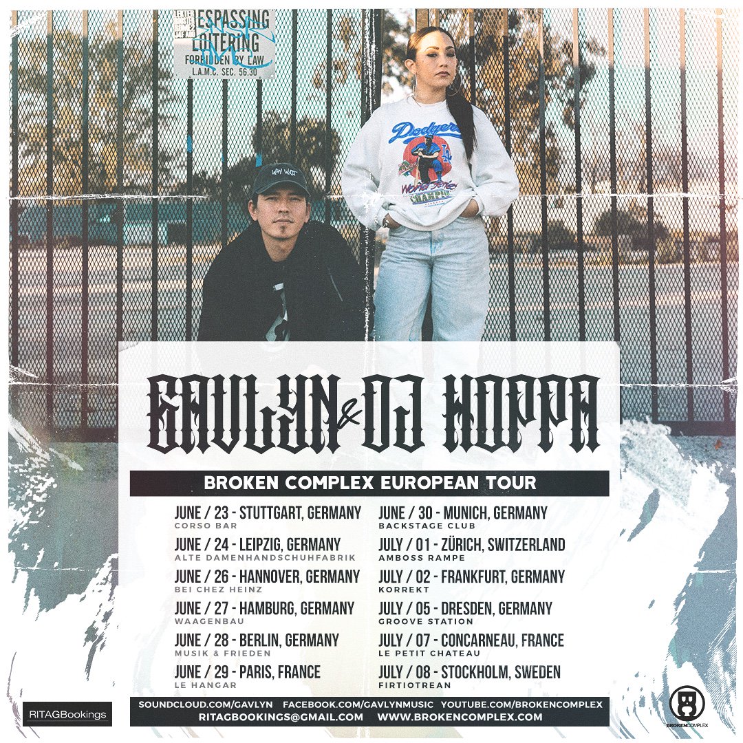 BrokenComplex's tweet photo. Gavlyn & DJ Hoppa hit the road for Europe in 3 weeks! Going to drop new music soon! #BrokenComplexEuroTour #GavlynAndHoppa #BrokenComplex https://t.co/1U9nTLiTy9