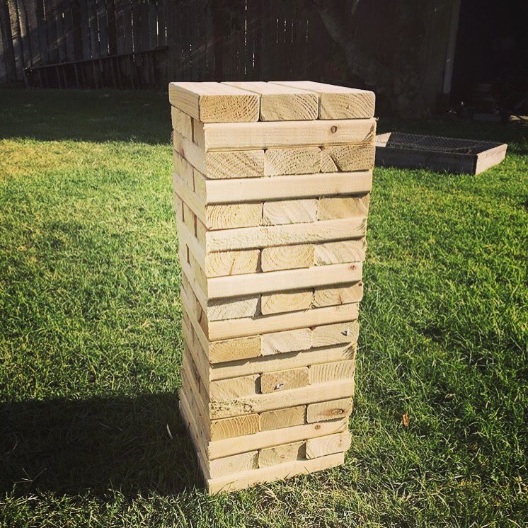 ICantEvenGame's tweet photo. @hey_grace_face built a jumbo #jenga set for #summer #games and we LOVE it! ❤ if you do too. #fun #TGIF #icanteven https://t.co/wu779ivQKH
