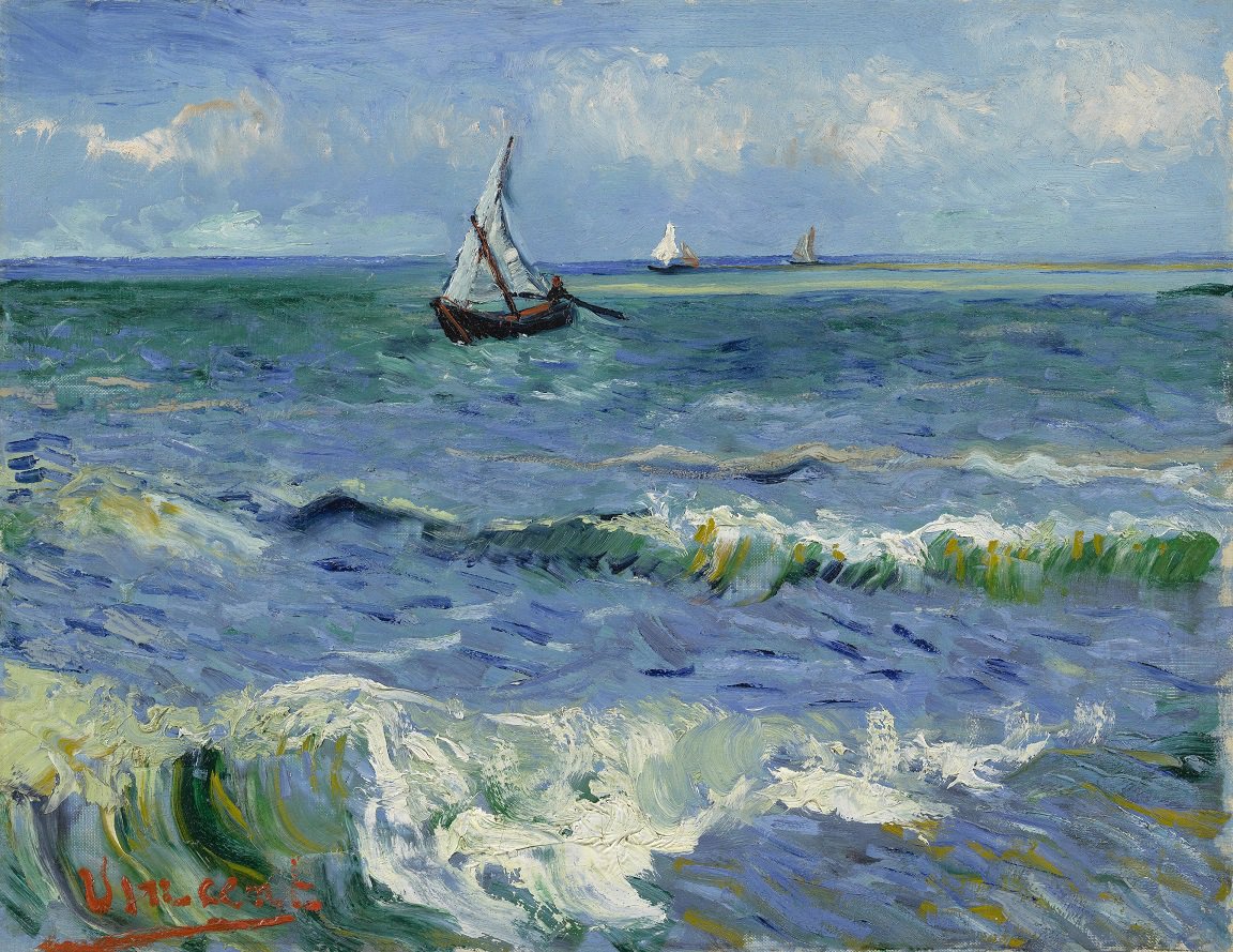 VanGoghTheLife's tweet photo. #VanGogh of the Day: Seascape near Les Saintes-Maries-de-la-Mer, June 1888. Oil on canvas, 50.5 x 64.3 cm. @VanGoghMuseum, Amsterdam. https://t.co/oDpQXPTo7E