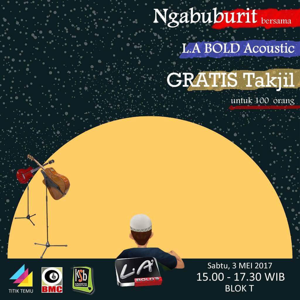 Rameken"<a href="/catoer_ndp/">Catoer Gascoigne 103</a>: ngabuburit bersama LA acoustic dan bagi2 takjil gratis di Blok T pukul 15.00 WIB <a href="/info_Blora/">INFO BLORA</a> "