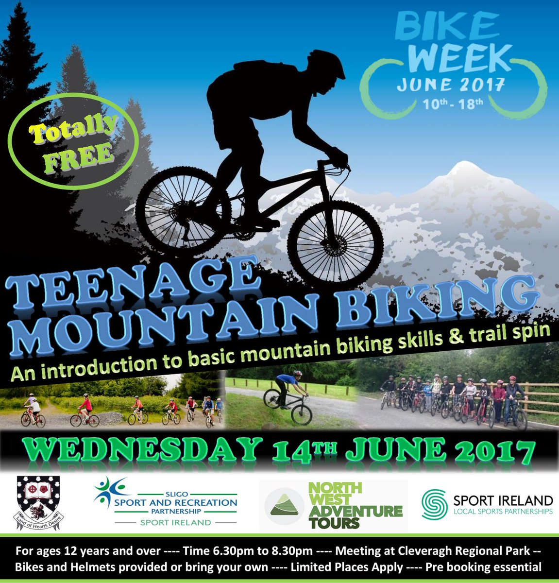 TourofSligo's tweet photo. Bike Week - Teenage mountain biking session -  book online at https://t.co/Pkgs8HOLan @bikeweekie @sligopage @sligococo @nwadventuretour 🚲😀🚴 https://t.co/AbYbGMQ57L
