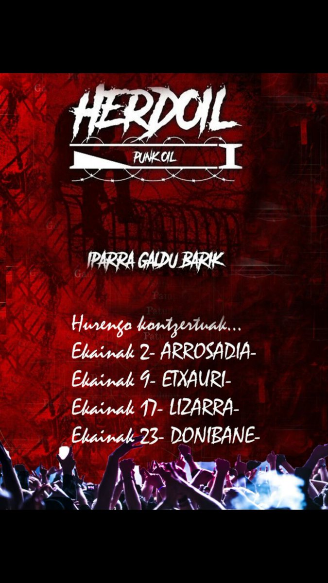 Hurrengo kontzertuen datak! Gaur Arrosadia egurre!! ✊✊