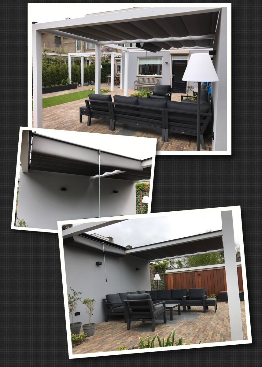 Deze prachtige schuifbare zonwering kan ook bij u in de tuin staan! Gerealiseerd door #DeJongTuinen! #Zonwering Solem van #luxxout