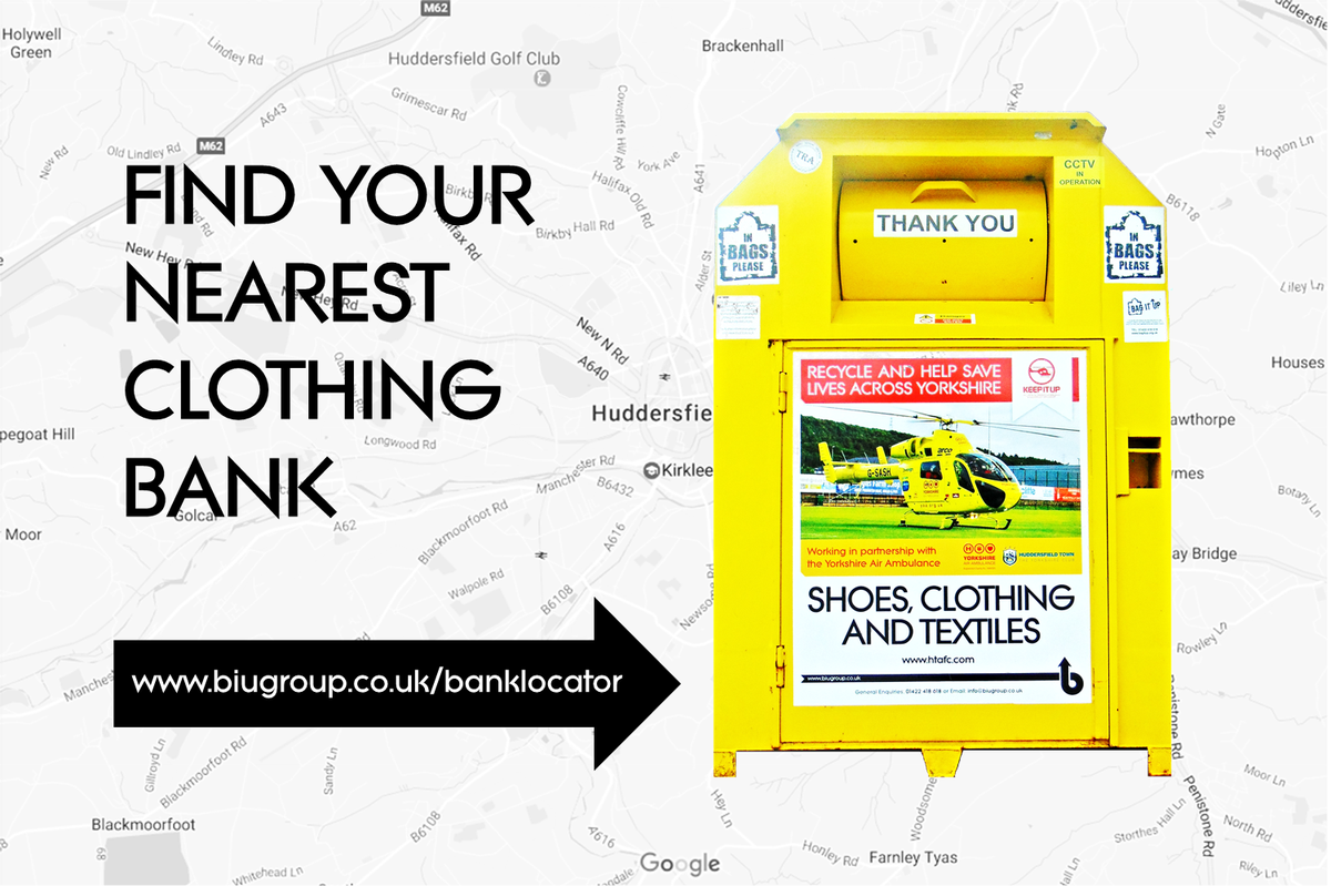 biu_group's tweet photo. Support the @htafcdotcom #keepitupcampaign by donating your unwanted clothing, shoes and textiles to raise funds for @YorkshireAirAmb β»πππ π https://t.co/NUDERlOOhE