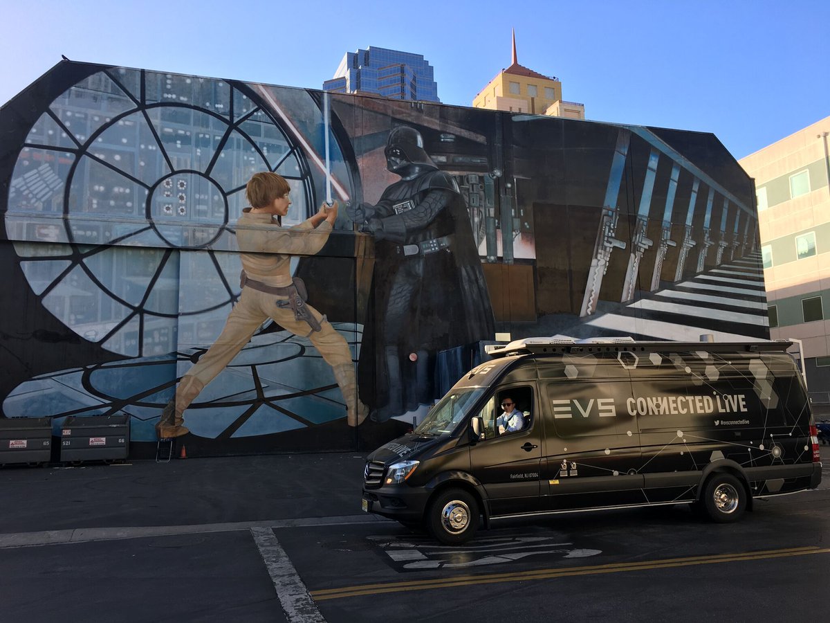 EVSEquipment's tweet photo. #evsconnectedlive truck is equipped with the latest from @EVSEquipment, including #XT4K server, #DYVI switcher and Luke's lightsaber https://t.co/fUXPSbdoat