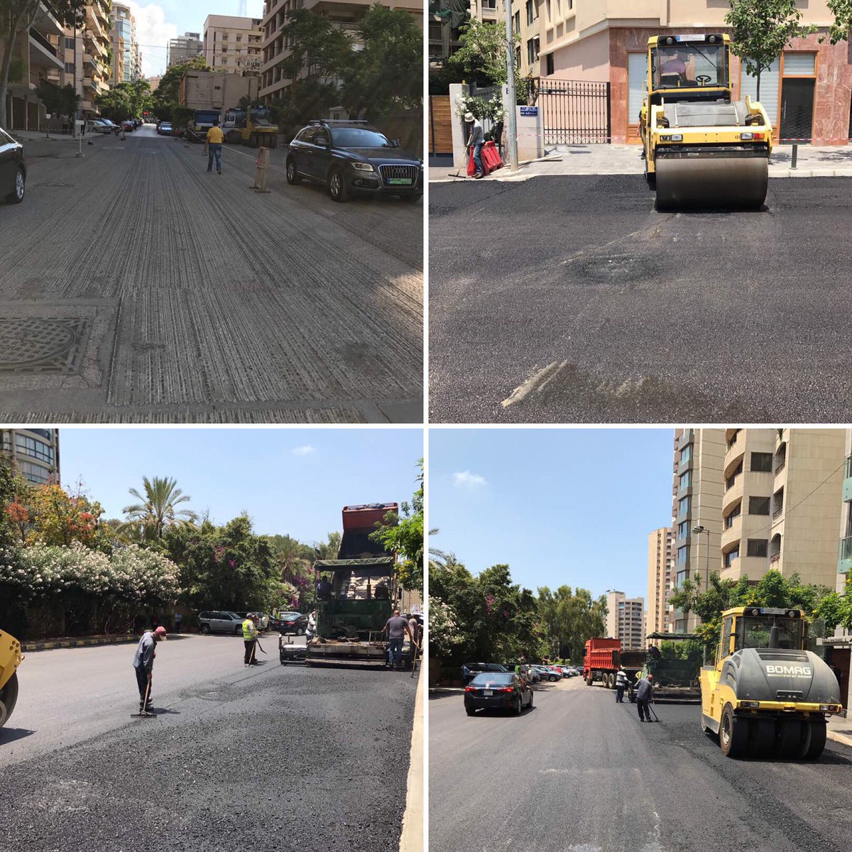 تزفيت طرقات في منطقة الأونيسكو قرب الجامعة اللبنانية كلية العلوم