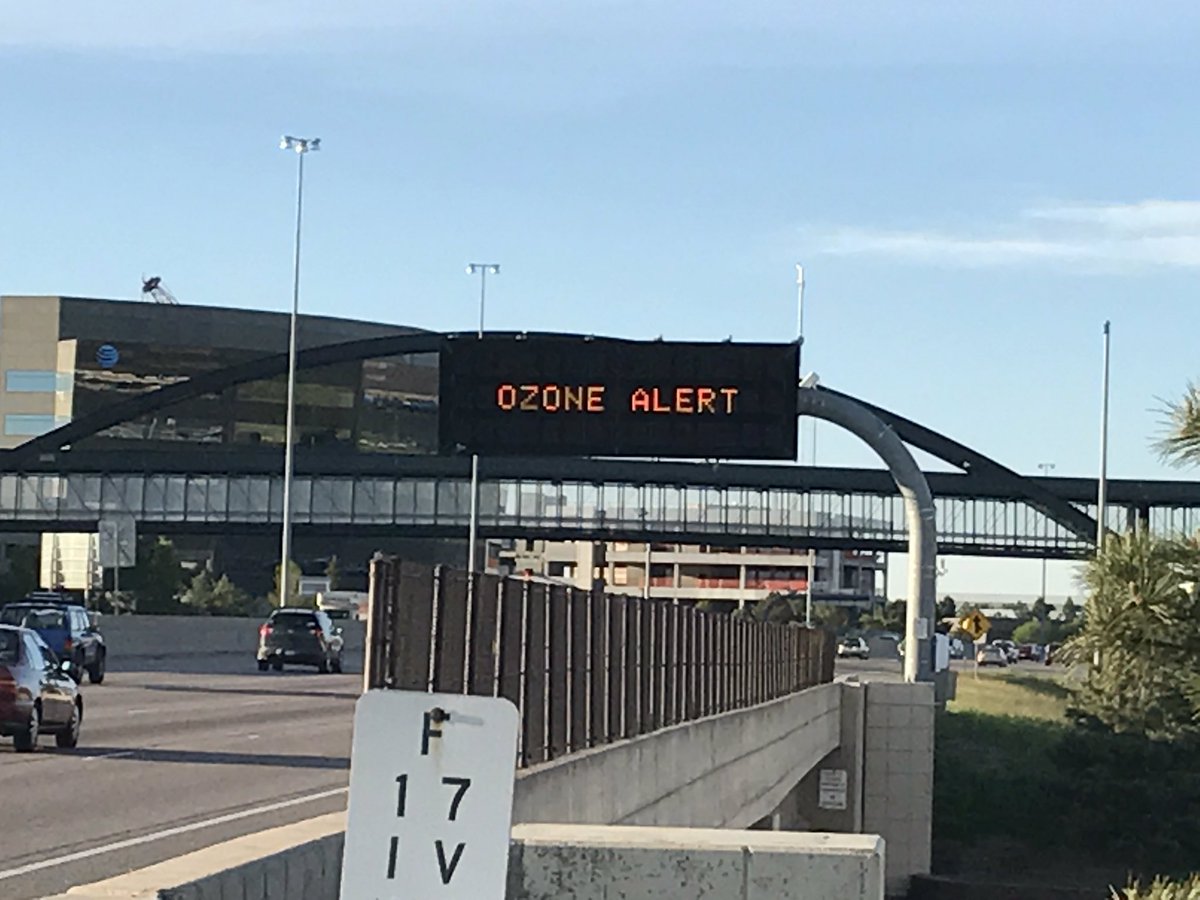 NicoleDenver7's tweet photo. #Ozone Alert day. Drive less if possible. Fill up gas tanks in the evening. We will probably see more of these in the summer months. @CDPHE https://t.co/Qkxah84dfe