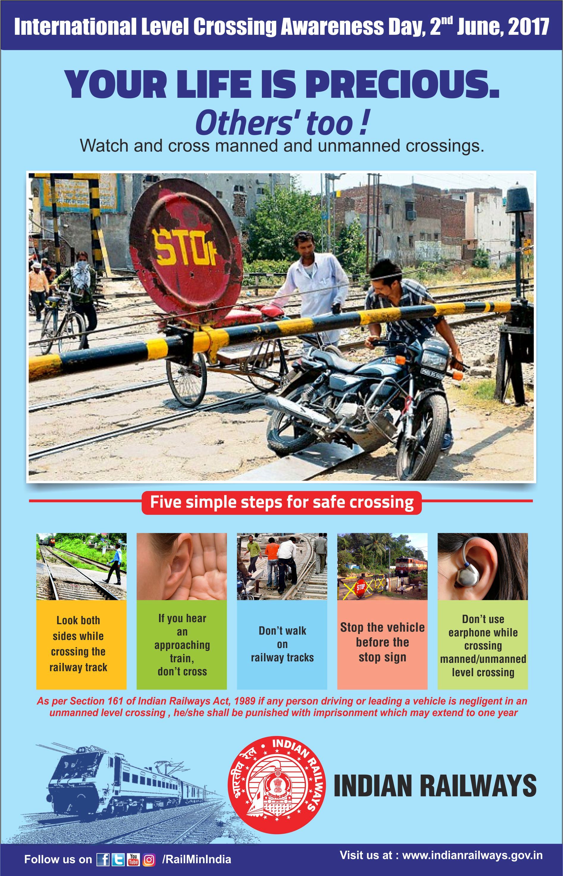 Ministry Of Railways Your Life S Precious Others Too Always See Cross Manned Unmanned Level Crossing Internationallevelcrossingawarenessday Ilcad Ilcad T Co 9obxtggq2x Twitter