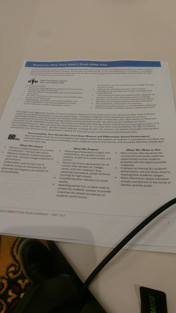 FredEnde's tweet photo. Appreciate @NYSEDNews decision to create #ESSA "one-pager." Makes easier to use than 65 page summary! #NYEDChat #NYSCDN cc: @jhoneebert https://t.co/IZ1gxVkeLJ