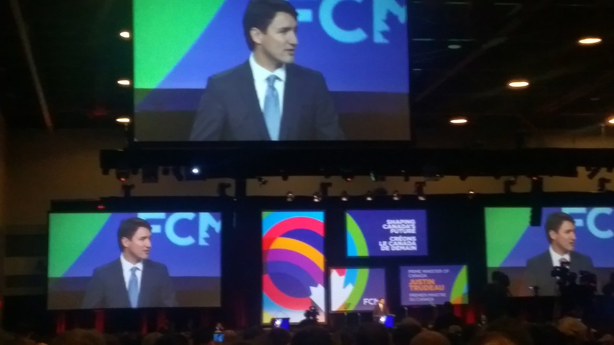 Ward5Councillor's tweet photo. Listening to Prime MinisterTrudeau at FCM conference in Ottawa. Over 2000 municipal leaders here and the feds are listening to us. https://t.co/Z5qglYjyXE
