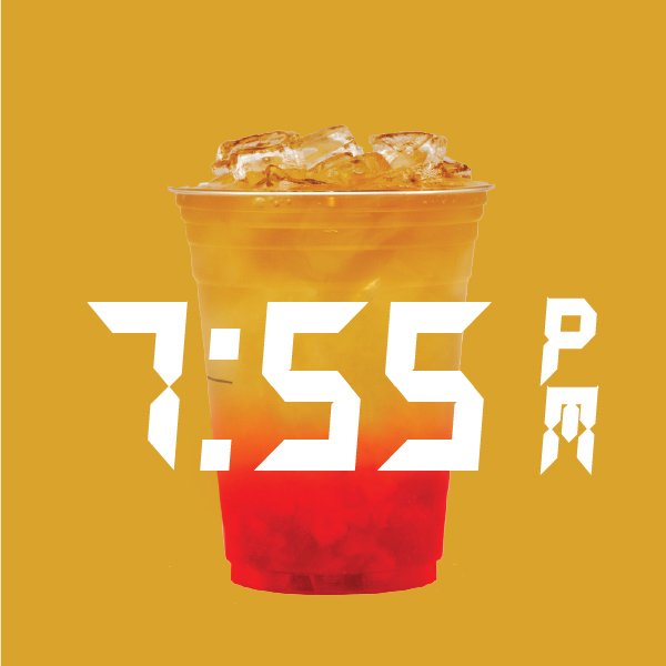 7:55PM - Strawberry Iced Green Tea 

inspired by the vibrant, beautiful colors of the sky at sunset. 

#Caffebene #Summer #Sunset #Beach