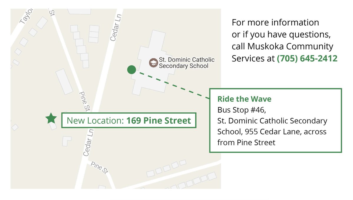 The Manitoba Street Community Office is moving! Closed as of June 16; new location as of June 26: 169 Pine Street East, Bracebridge.