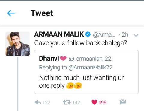 _armaanian_22's tweet photo. Omg Bestest Feeling In The World Yayy @ArmaanMalik22 Tysm Love You Armaan 😍😘❤ Finally @ArmaanMalik22 follows me on twitter yayy❤😍😘 https://t.co/nkURQFbWy8