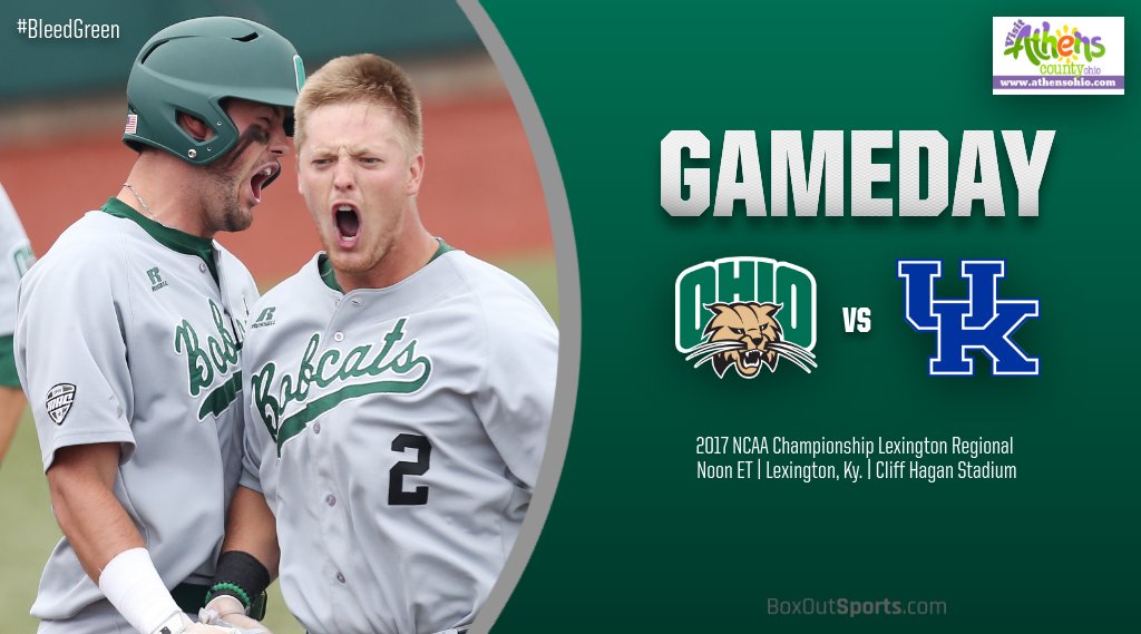 Ohio_Baseball's tweet photo. The Bobcats meet the Wildcats in the 2017 @NCAACWS Championship Lexington Regional opener! #BleedGreen https://t.co/xujqWkKpJj