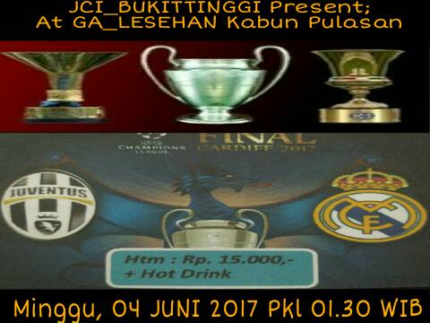 #Nobar #UCLFinalCardif2017 | Minggu (4/5) 1.10 dinihari | CP <a href="/tauviqsyah25/">Tauviq Syah</a> +62 812-6605-0090 | #Laskar Malam ⚫⚪

 pict: Tiket