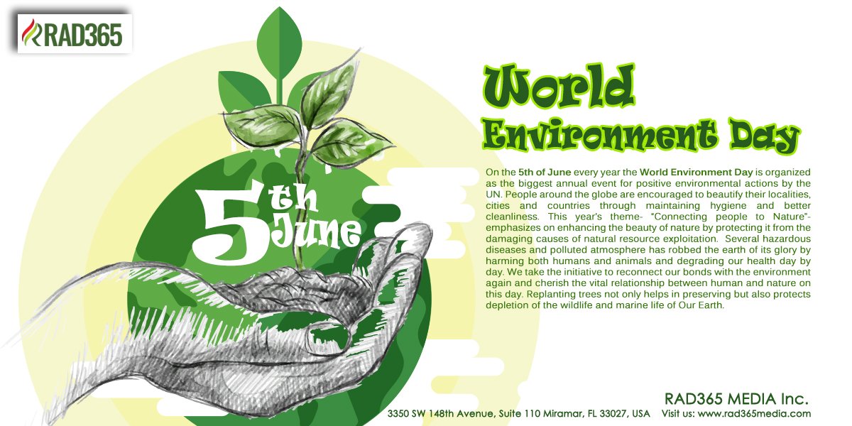 RAD365Media's tweet photo. #WorldEnvironmentDay (WED) occurs on 5 June every year, is the #UnitedNation's principal vehicle for encouraging worldwide awareness https://t.co/OdthssbQBS