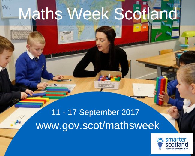 ScotGovEdu's tweet photo. Delighted to confirm the inaugural #mathsweekscot will take place between 11 and 17 Sept, with events to celebrate maths across Scotland https://t.co/MFIkmscnHx