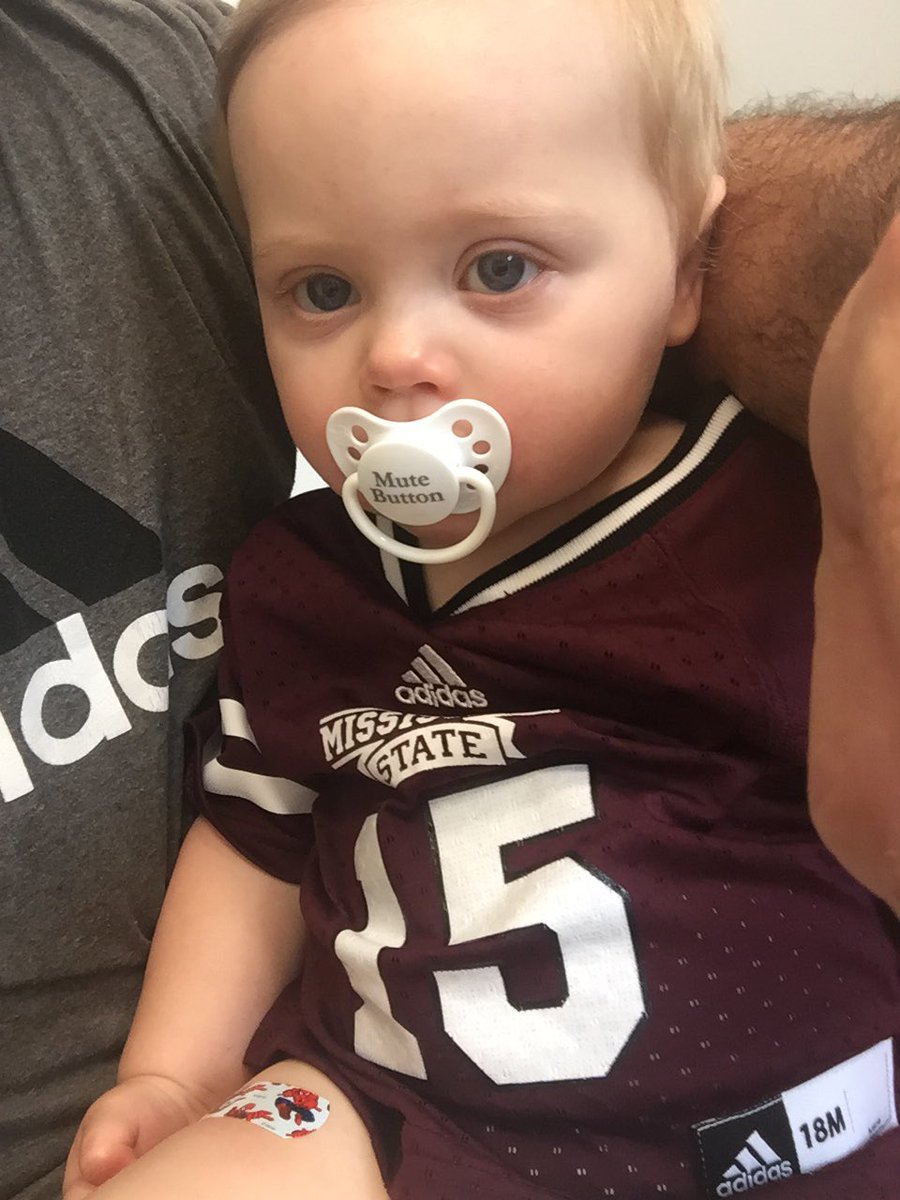 HeathSerio's tweet photo. Two shots and running fever but still got our #15 and Maroon on. #ToughLittleBulldog @dak @CoachDanMullen @RhettHobart @RhettHobart https://t.co/FIHPMf8fsv