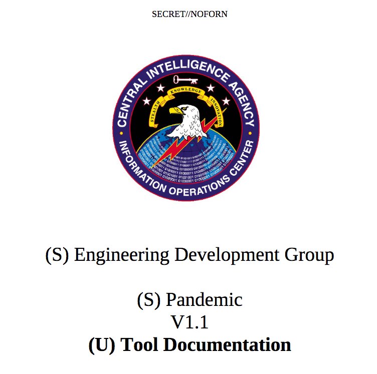 wikileaks's tweet photo. RELEASE: CIA 'Pandemic' #Vault7 https://t.co/YfxAKT1pog https://t.co/jK8rdFWpCQ