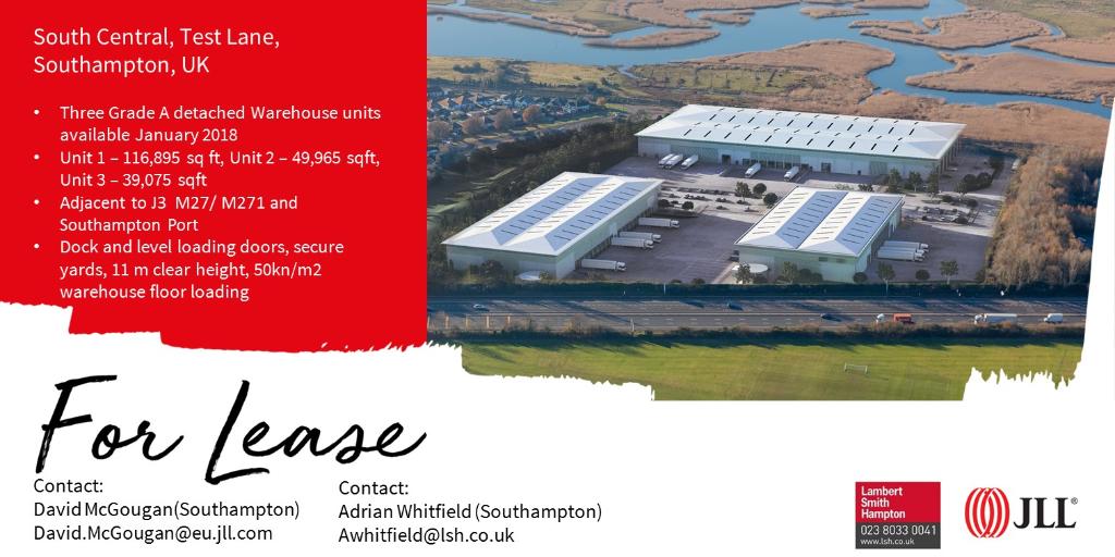 JLLIndustrial's tweet photo. Three #industrial units totalling 205,935 sq ft available to let in Southampton, UK. Contact @JLL_dmcgougan for more info #KeyNewInstruction https://t.co/pF25nR0squ