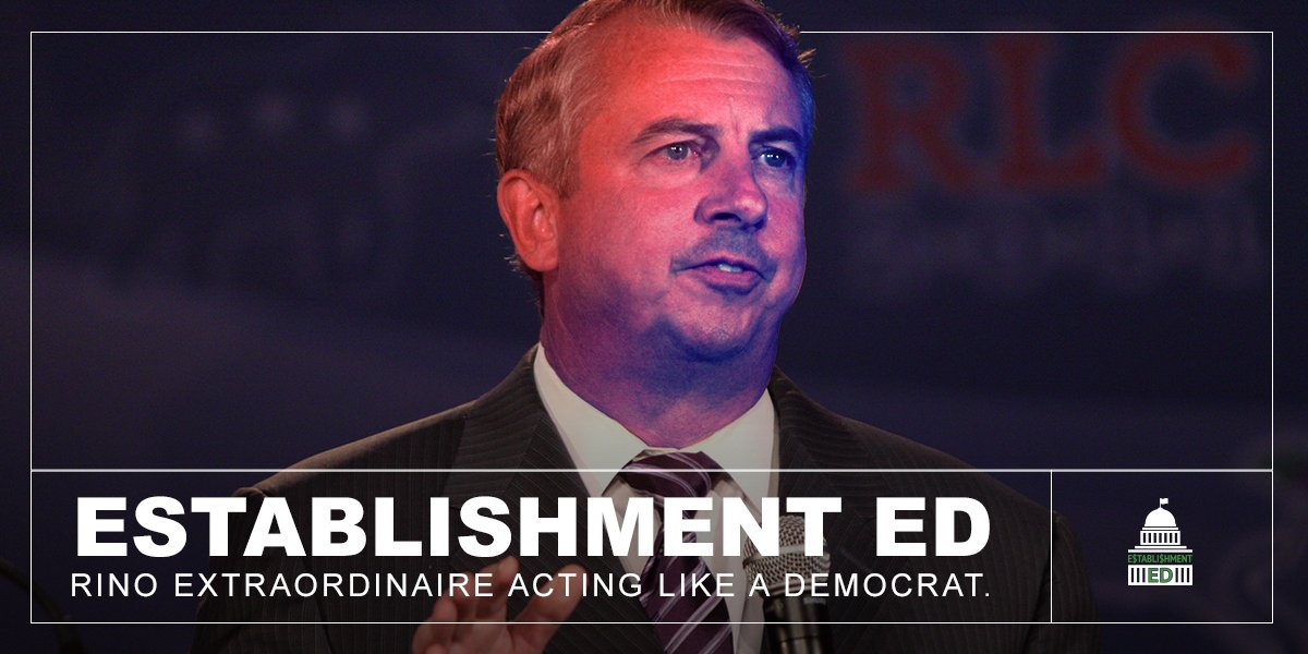 EstablishmentEd's tweet photo. Lobbyist Rino Establishment Ed Gillespie. A title that doesn't sound worthy of the Governor seat in Virginia. https://t.co/pccFEeBxNx