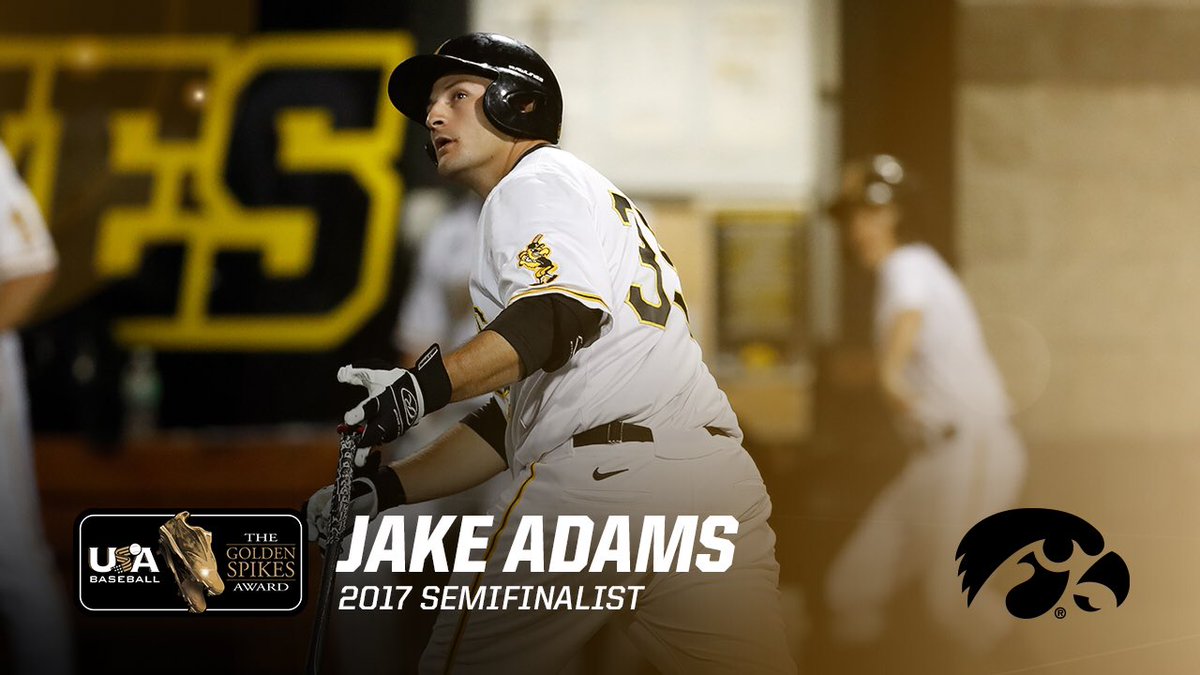 USAGoldenSpikes's tweet photo. Golden Spikes semifinalist Jake Adams knows a thing or two about hitting bombs 💣, leading the NCAA with an impressive 27 home runs! #VoteGSA https://t.co/xYLQQ108m0
