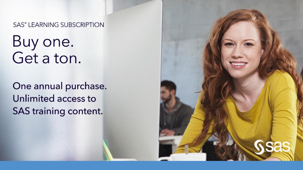 SASsoftware's tweet photo. Get the most out of your SAS analytics software investment with a #SASLearning Subscription: https://t.co/lpKWsbDMMX #sasusers #sastraining https://t.co/z8QL8cUgJs