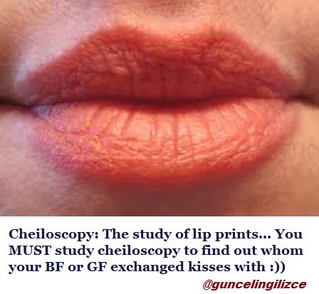 yalcinizbul's tweet photo. Dudak izi, tıpkı parmak izi gibi, kişiye özeldir.
BF = boyfriend
GF = girlfriend
#cheiloscopy #ingilizce https://t.co/0Vh5GBLZyR