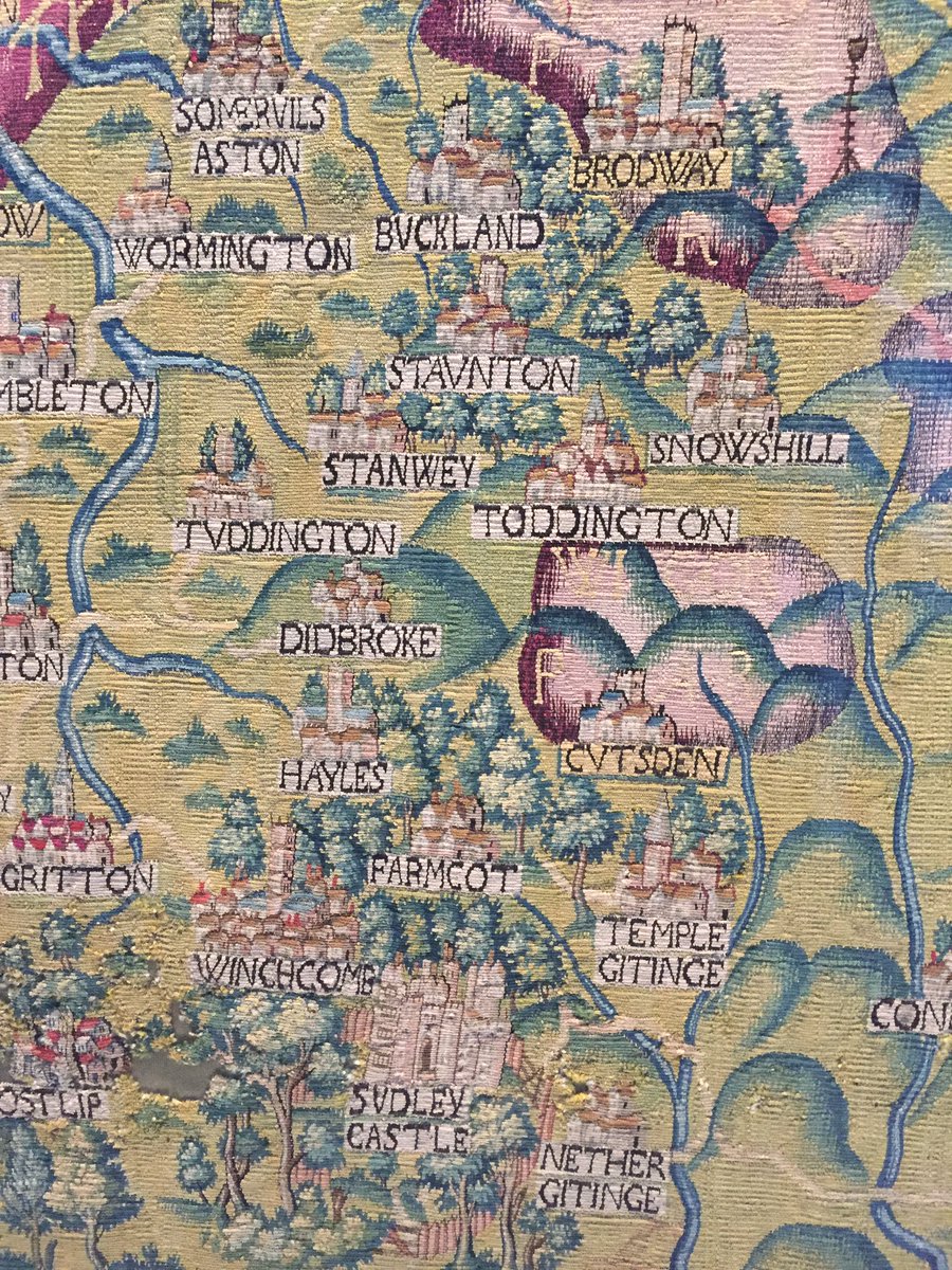 BLMaps's tweet photo. A detail from one of the great Elizabethan Sheldon tapestry maps. Thanks to @bodleianlibs map team for hosting #BLMaps staff today! https://t.co/KPOLIv4FTh