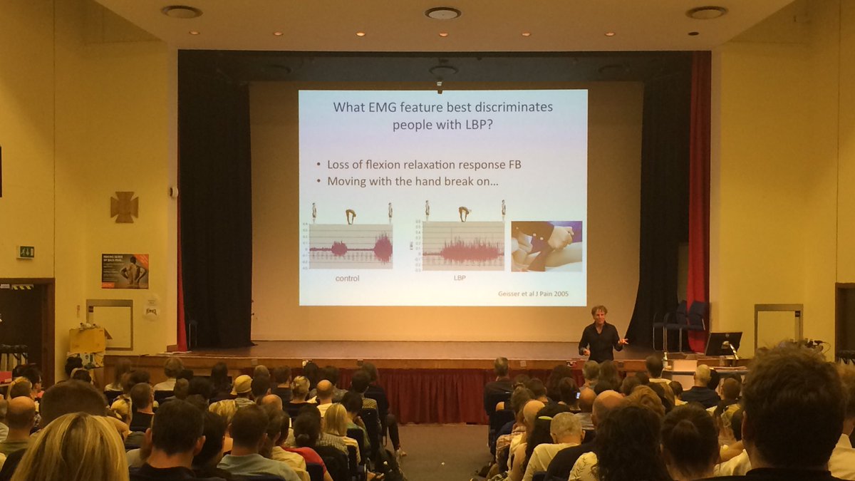 The most consitent finding on EMG studies with back pain is the muscles don't relax at end of flexion #CFTLondon2017