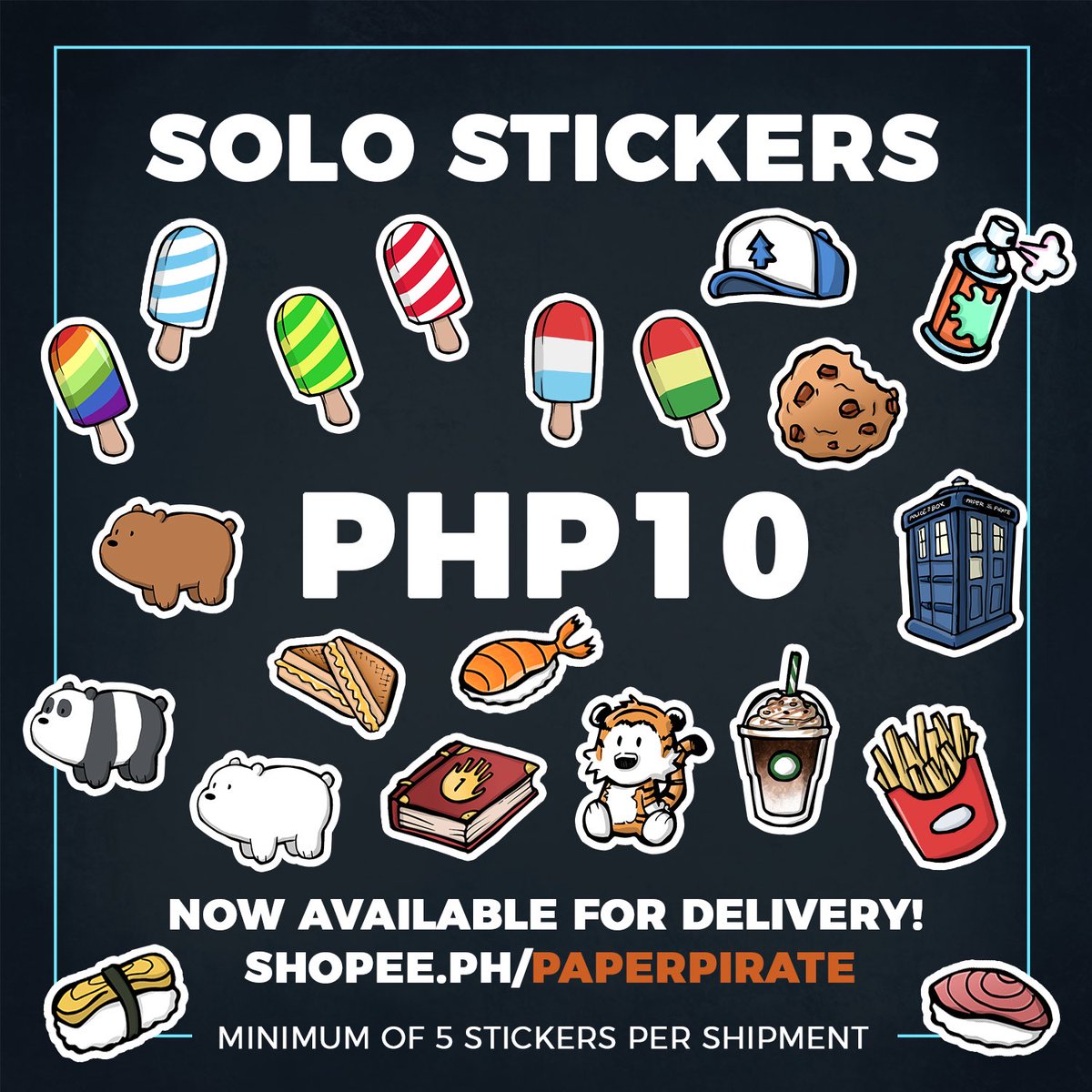 marycruzing's tweet photo. HAZZAH! Now you get to pick which stickers you like and have them delivered! We offer CASH ON DELIVERY! LEZ DO DIZ #stickers #paperpirate https://t.co/YJHMz3VZyb