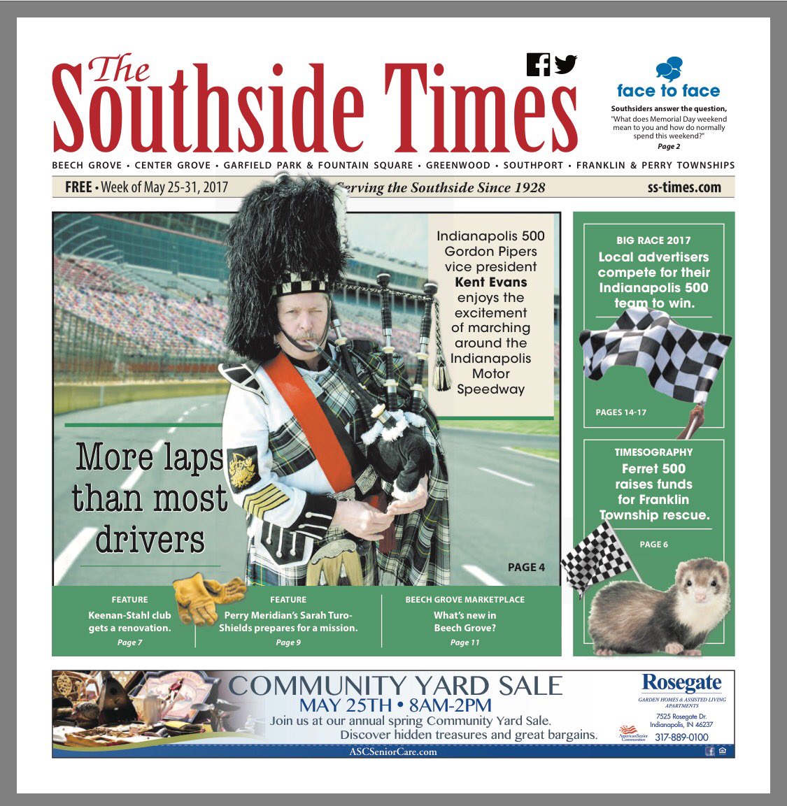 Indy500Pipers's tweet photo. VP &amp; Pipe Major Evans cover story for @southsidetimes 05/25/17 #Indy500Pipers #HorseShoePipers #GordonPipers55 https://t.co/SEZqDQH8De https://t.co/CUeO5KLIpc