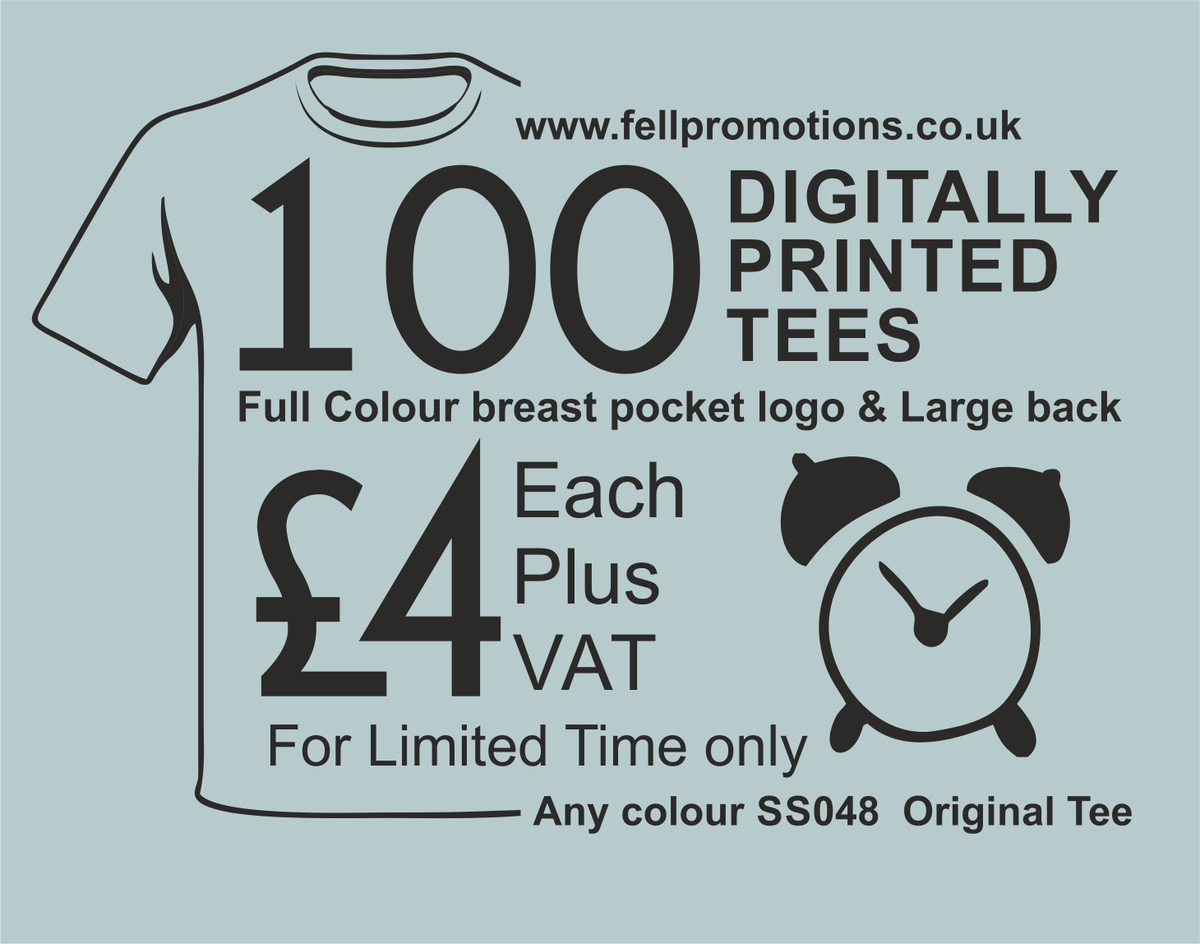 Please share &amp; retweet our #DTG #offer for 100 Printed full colour printed T-shirts! #print #tshirts #marketing #design #events #BizHour