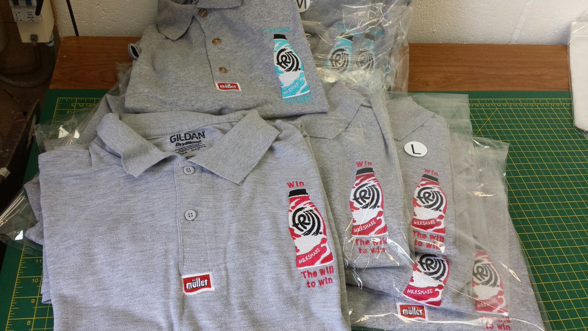 Wizard_Printers's tweet photo. Big Embroidery job for Muller running allday today and all weekend.  No rest for the wicked!!  #flatout #busy #embroidery #glos https://t.co/fbVkJ52n8Z