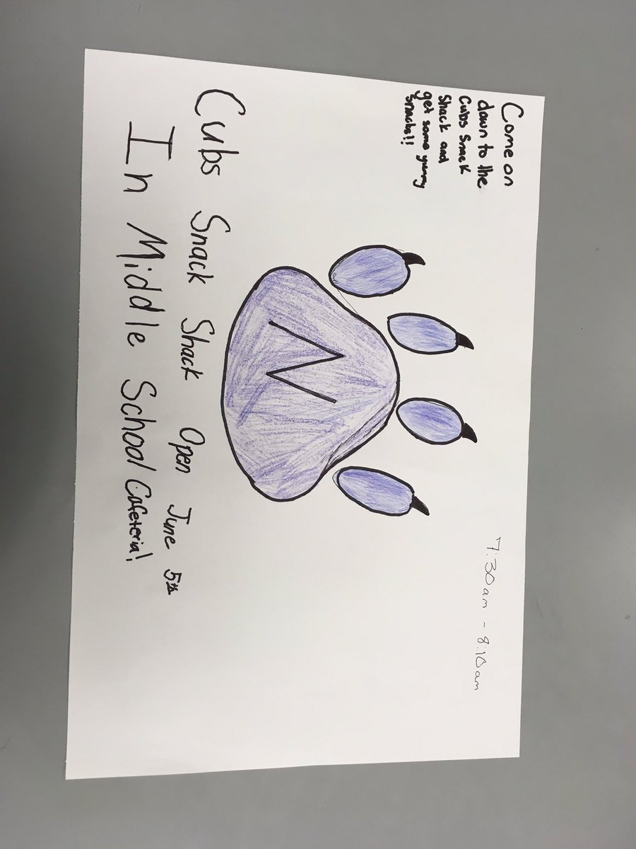 nms_snackshack's tweet photo. COME ON DOWN TO THE CUB SNACK SHACK!!!! OPEN MONDAY JUNE 5TH, 7:30 AM- 8:10 AM https://t.co/pFRgFHt4Z3
