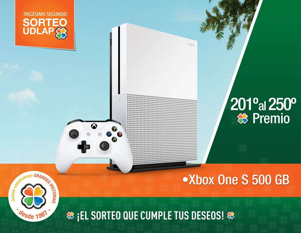 udlap's tweet photo. ¿Te gustaría tener un Xbox One S?
Al adquirir un boleto del @SorteoUDLAP también adquieres la oportunidad de ganar.
https://t.co/qBzE1xyBxJ https://t.co/KIx54S7seo