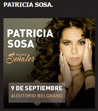 <a href="/patriciasosaok/">Patricia Sosa</a> <a href="/patriciasosaok/">Patricia Sosa</a> 9 de Septiembre <a href="/AuditorioB/">Auditorio Belgrano</a> Allá vamos!! #MásQueSeñales besos fermdq