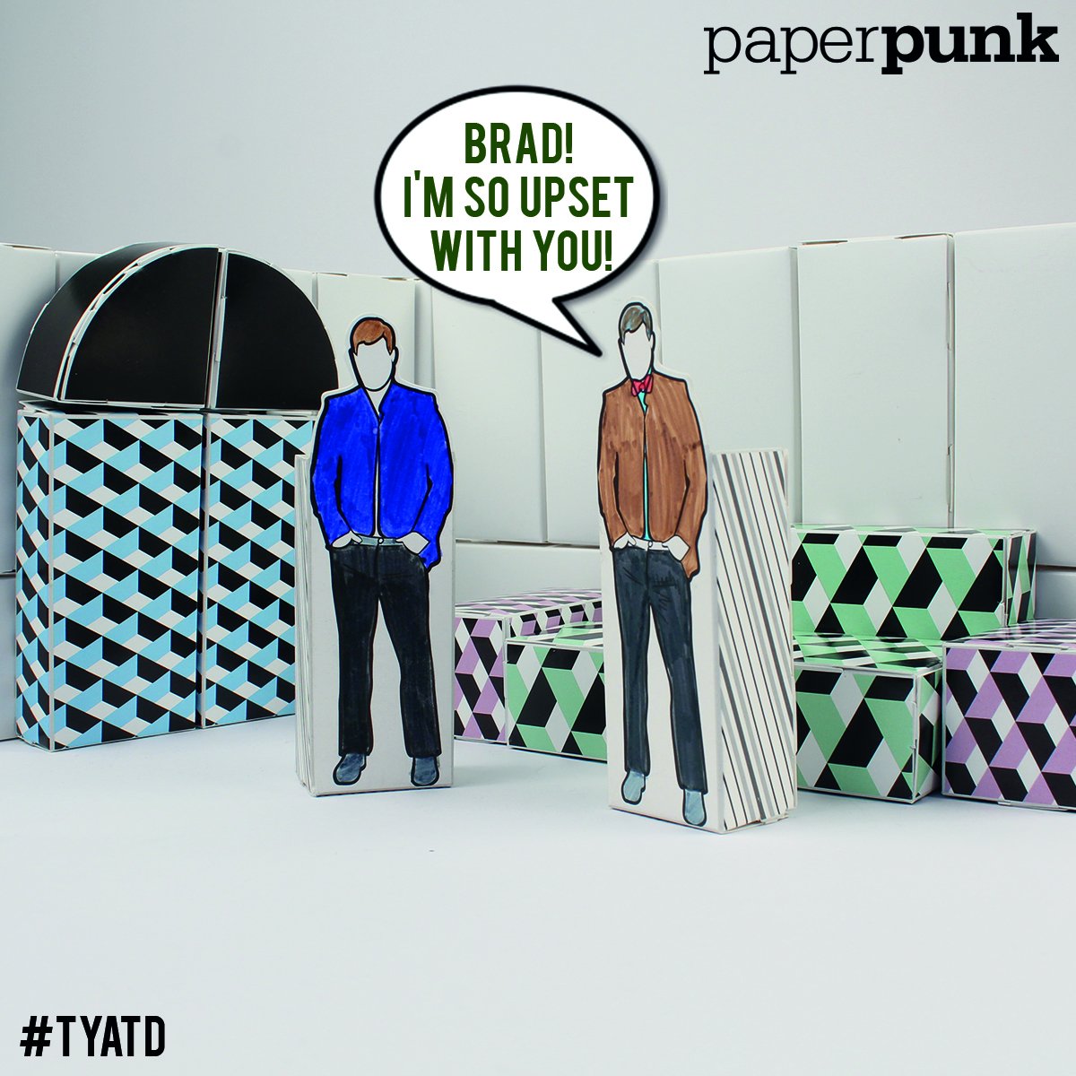 paperpunk's tweet photo. Uh oh... We wonder what Brad Fitt's dad is upset about. Tune in next week for another episode of #TYATD #PaperPunk #MakeSomething https://t.co/Cp3v9uPcoT