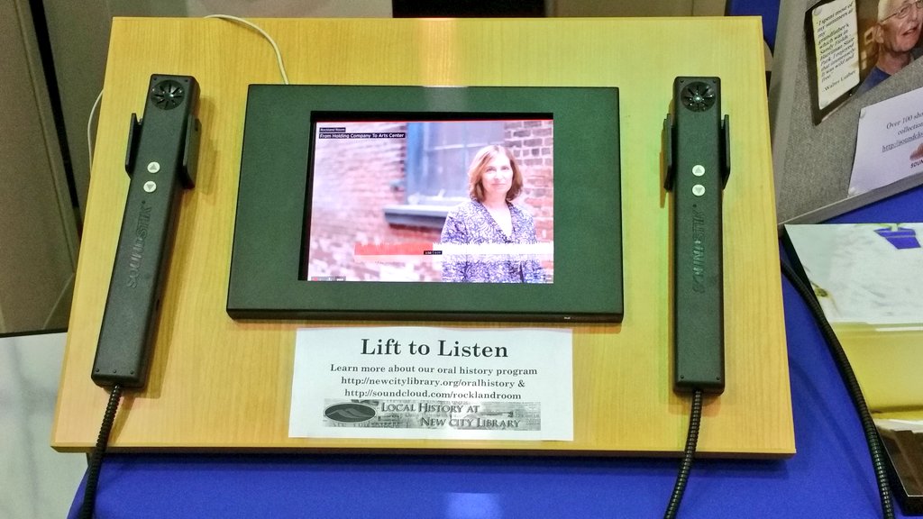 sunynplibrary's tweet image. Rockland County has a listening station for their &quot;People &amp;amp; Stories&quot; poster! #gettingtechy #SENY50 @NewCityLibrary
