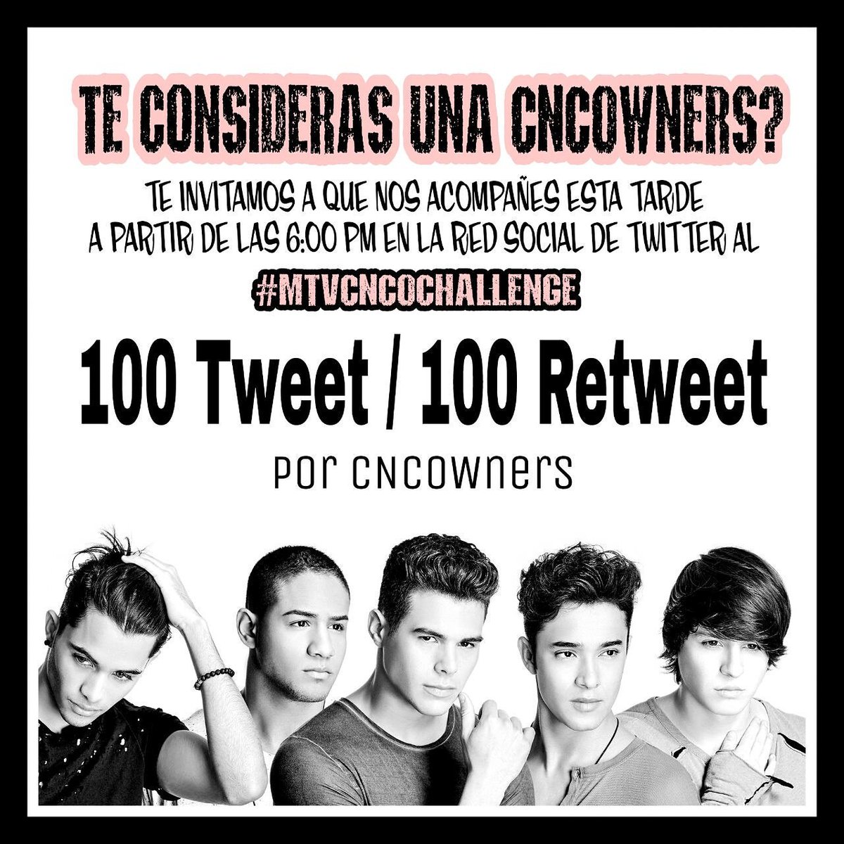 CNCO_VECINAS_RD's tweet photo. Acompañanos esta tarde❤ a 100 tweets/100 retweets apartir de las 6:00pm ❤ votacion masiva por @CNCOmusic 🎉 #MTVCNCOChallenge HASHTAGS⬇⬇❤ https://t.co/dK3RidnFNB