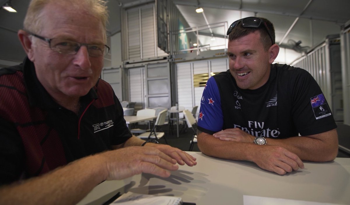 EmiratesTeamNZ's tweet photo. VIDEO: Day 7 preview with #Cyclor Joe Sullivan.  Conditions look great for racing today! #etnz 
https://t.co/eB51LZk7yh https://t.co/EQq61IyJVm