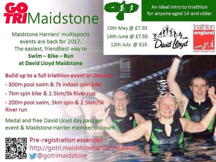 Just 10 spots left for our next #GoTri on 14th June at <a href="/DavidLloydUK/">David Lloyd Clubs</a> Maidstone. Sign up now! gotri.maidstoneharrierstri.co.uk Just £7.50 RT #medal