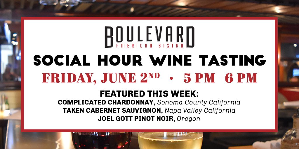 theblvdbistro's tweet photo. Don't forget! It's almost time for our Social Hour #Wine Tasting 🍷 #TGIF #nola https://t.co/LjJybqDR4e