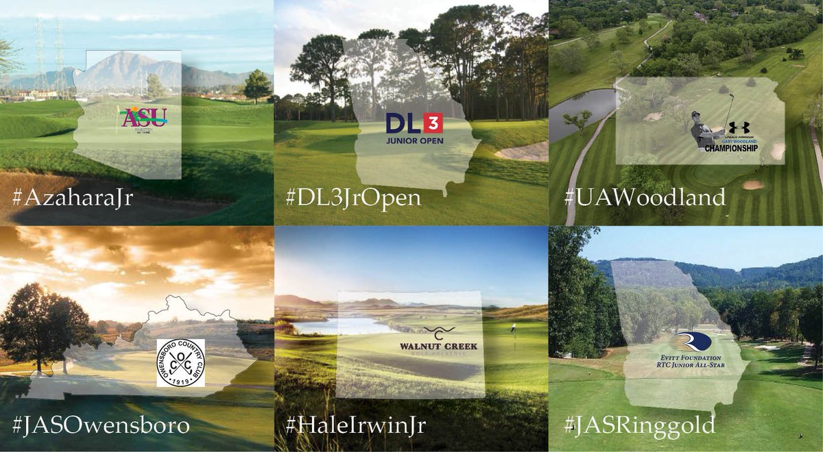 AJGAGolf's tweet photo. Who's ready for next week's tournaments?
📍#AzaharaJr
📍#DL3JrOpen
📍#UAWoodland
📍#JASOwensboro
📍#HaleIrwinJr
📍#JASRinggold https://t.co/AU00XMmUBL