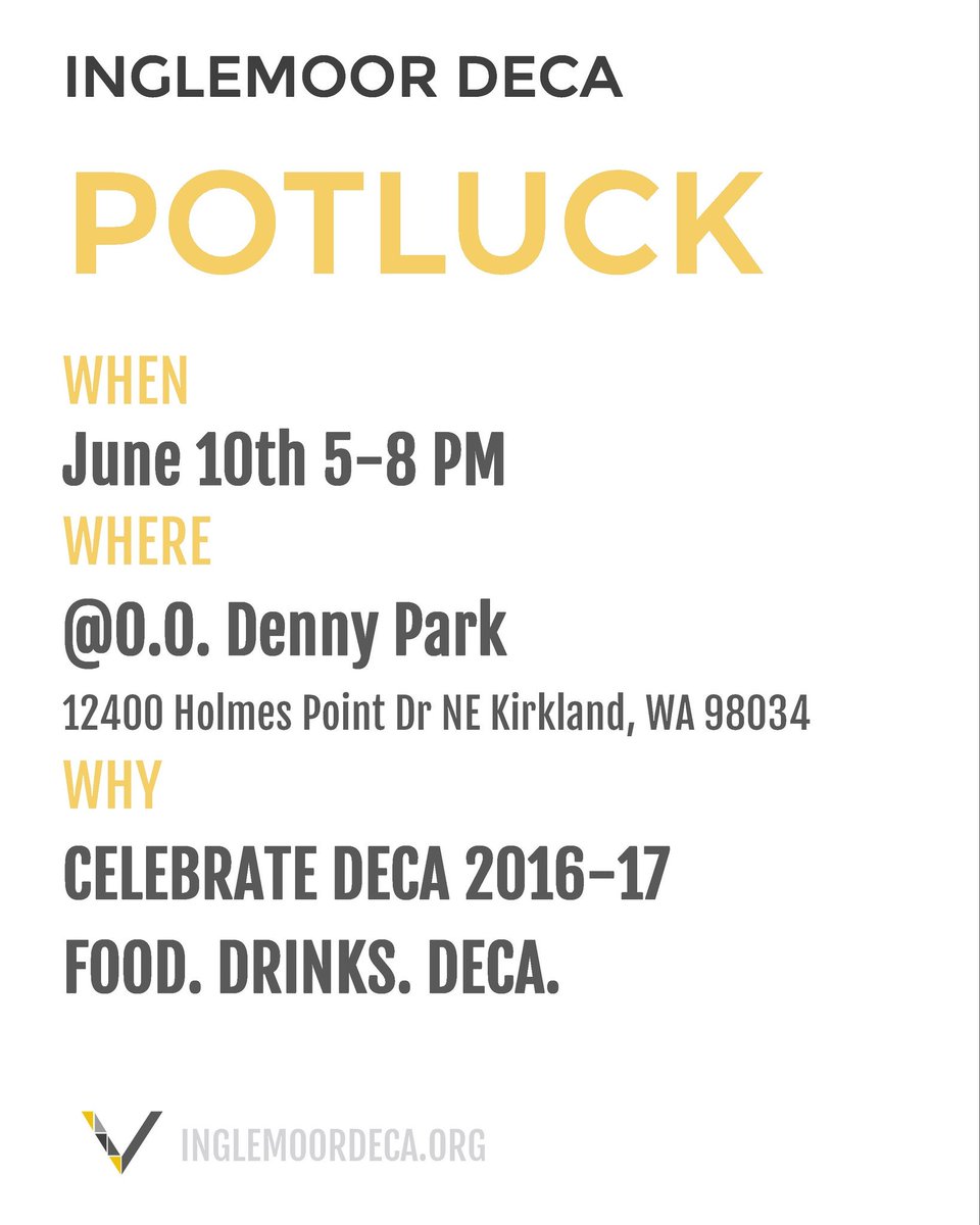 inglemoorDECA's tweet photo. Time to close out the year with our annual potluck! Food signups are in the DECA room. Contact @_jessicapasi if you have questions! https://t.co/s4Xi86QhSI