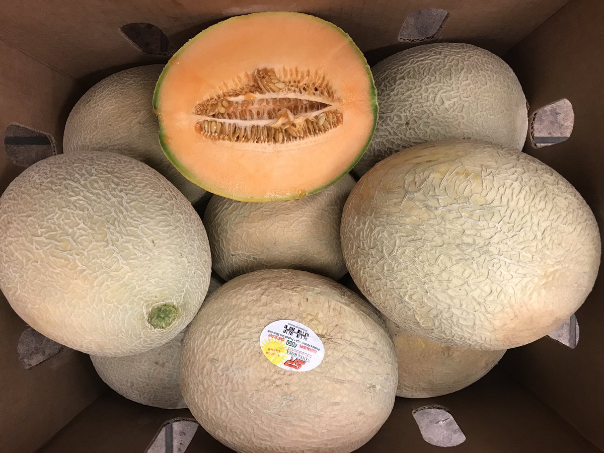 GrandAveProduce's tweet photo. Check out the SUPER SWEET cantaloupe we have available. Grown by a great #local, and family owned co. @SantaRosaProduc Call 4 info #melons https://t.co/vQZc2nm33W