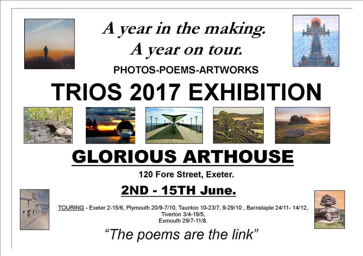 Trios2017's tweet photo. Exhibition in Exeter Glorious Arthouse Fore St for 2 wks - if you didn't see it yet! https://t.co/9tuvAh1ksc